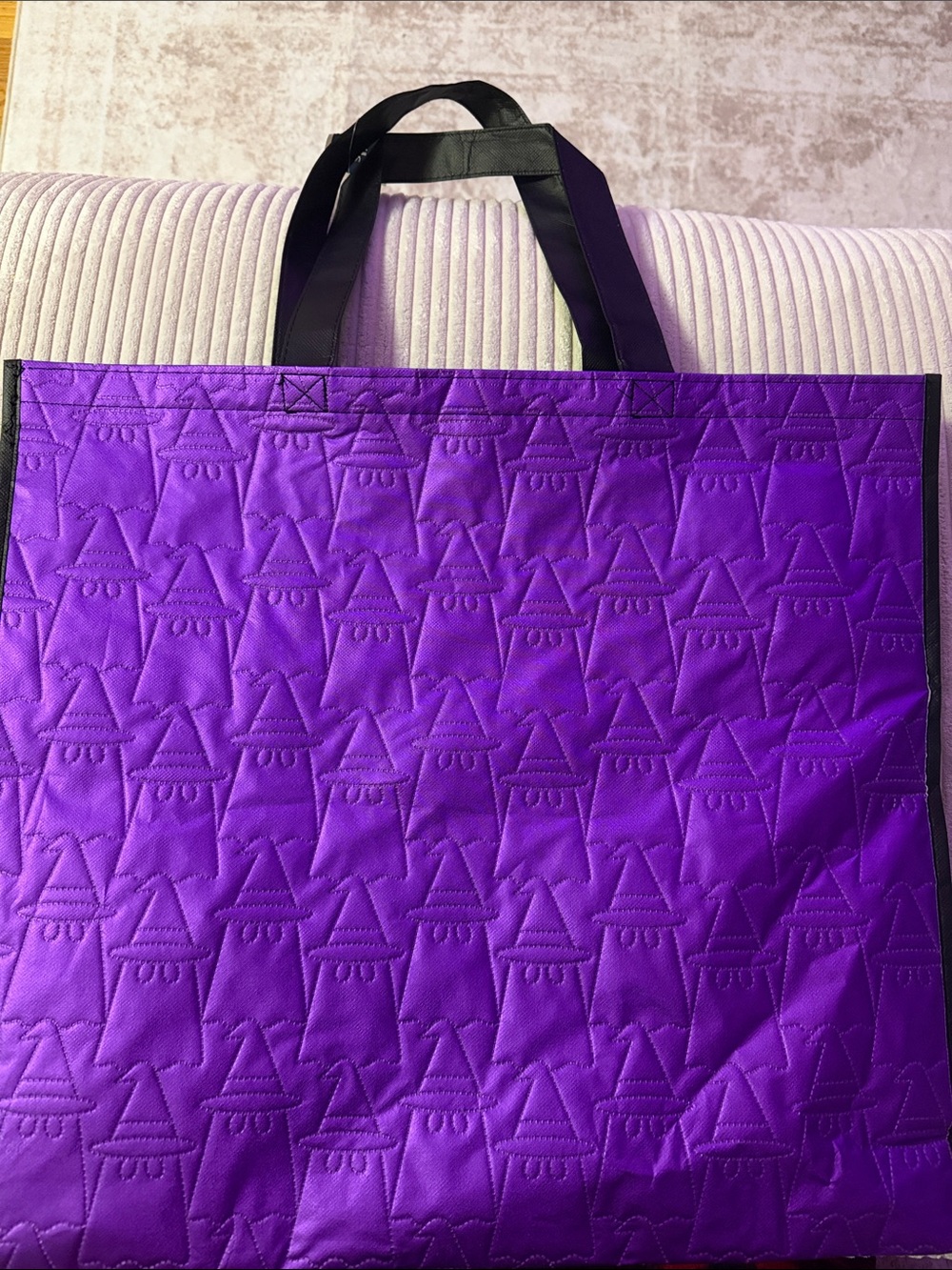 Marshalls Halloween Purple Quilted Tote Bag with Black Handles Reusable NWT